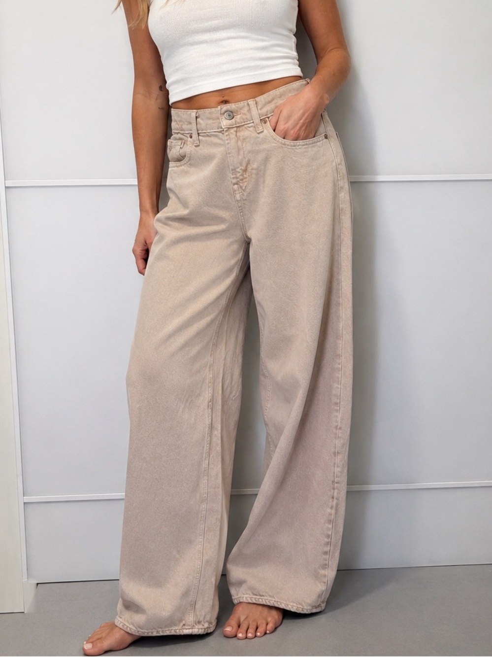 Old Navy Faded Orange Baggy Wide-Leg Jeans
